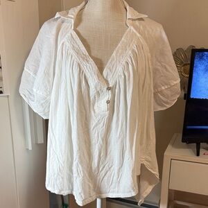 Free People White Button-Front Blouse